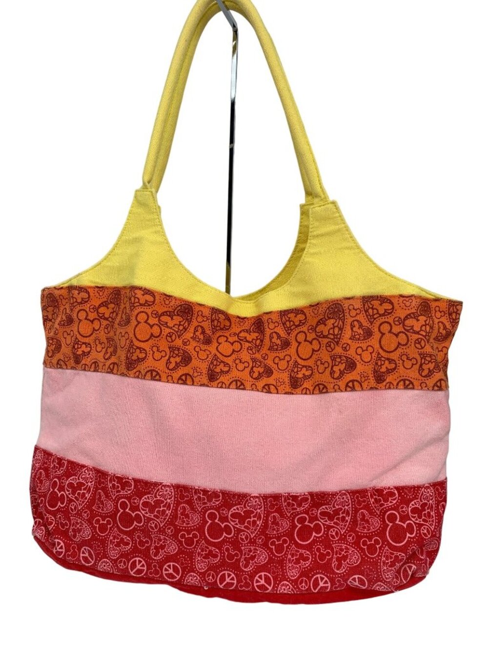 Disney Parks Colorful Mickey Mouse Tote Bag With Yellow Handles & Multicolor Str